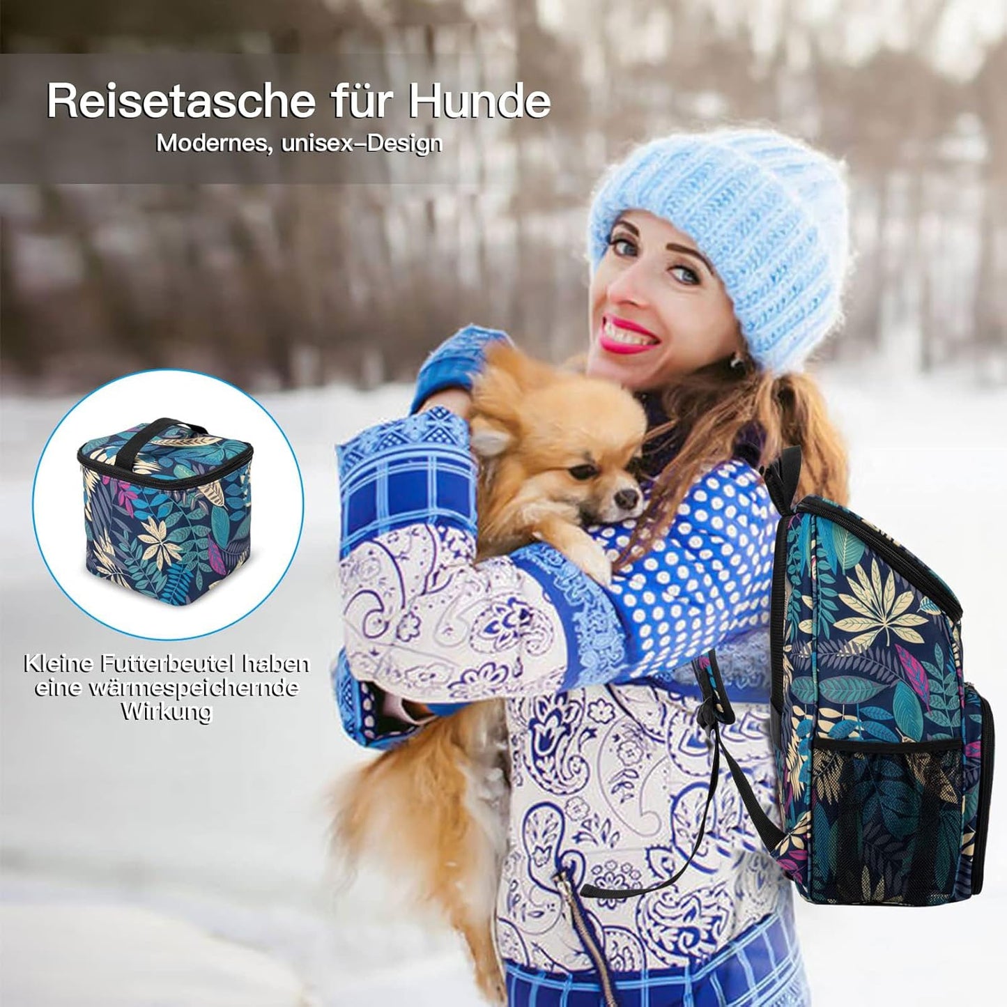 Dog Travel Backpack - Airline Approved Pet Carrier with Silicone Collapsible Bowls and Food Baskets