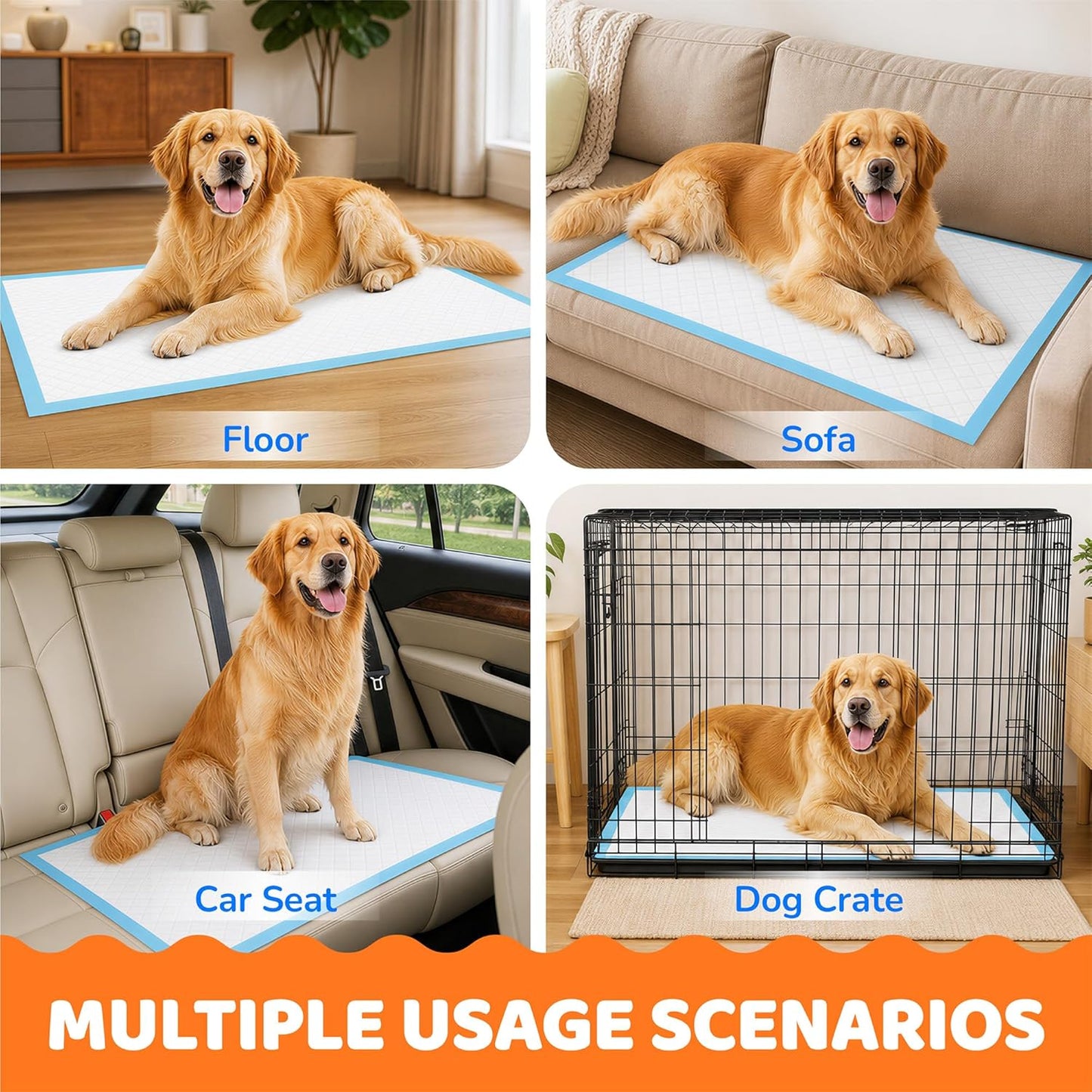Extra Large Disposable Dog Pee Pads - Super Absorbent & Leak-Free Puppy Potty Training Pads (28" x 34")