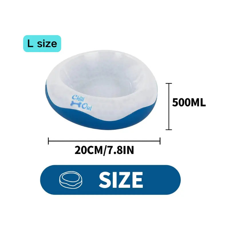 All for Paws Chill Out Large 500ml Cooler Food Bowl - Blue and White Pet Dish for Food Cooling