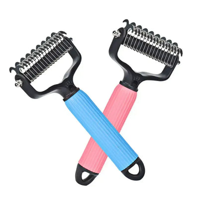 Professional Pet Grooming Tool: Universal Detangling Comb for Dogs with Stainless Steel Double-Sided Design for Effective Shedding Removal and Matted Hair Management.