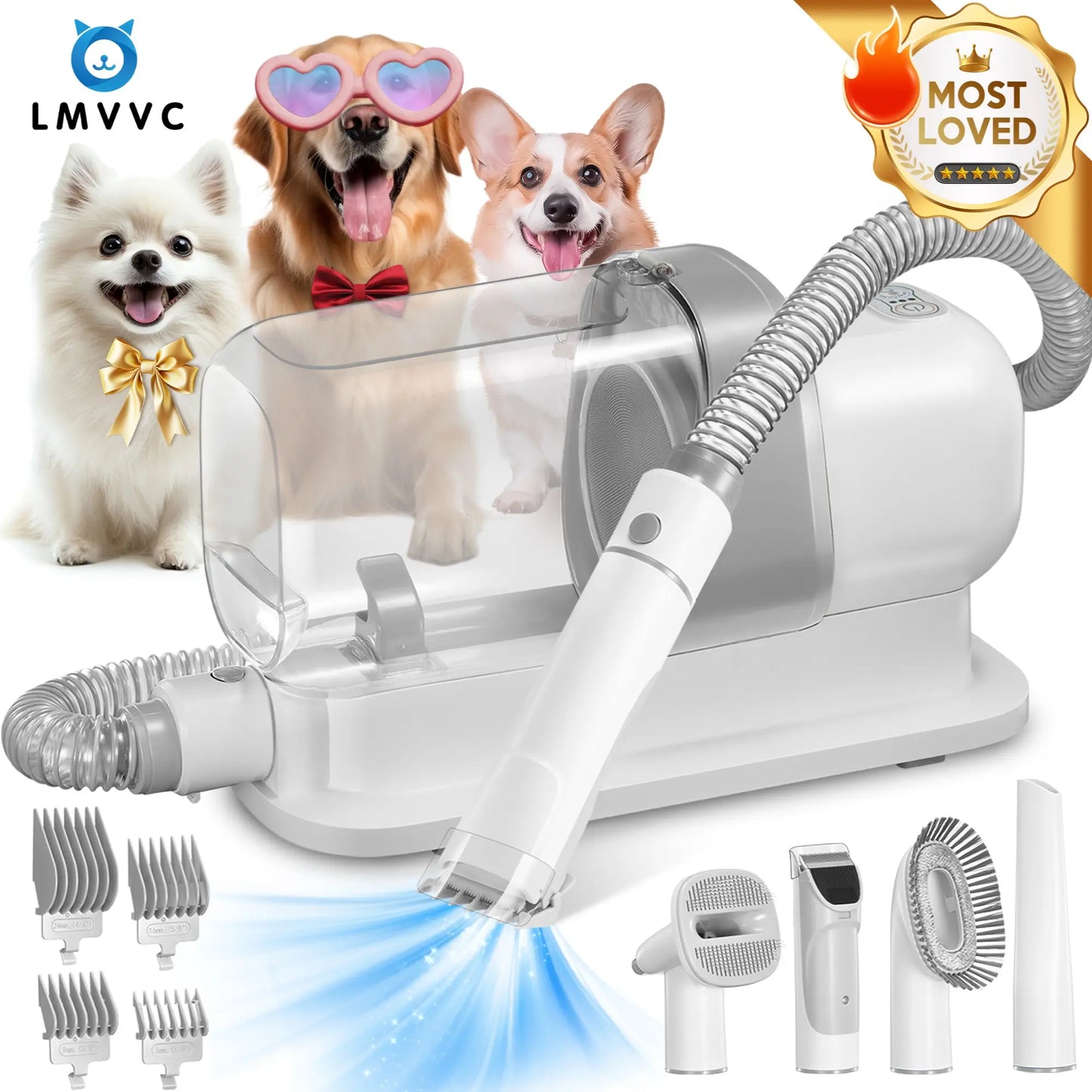 LMVVC Pet Grooming Kit with Vacuum for Dogs and Cats - Professional Grooming Tools for Poodles and Puppies