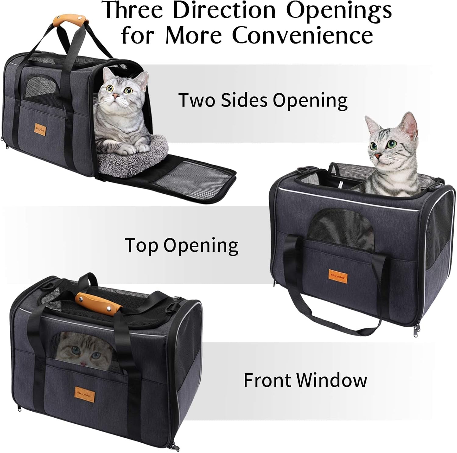 Portable Soft-Sided Cat Carrier Bag for Cats and Small Dogs, Airline Approved Travel Carrier with Shoulder Strap, Removable Mat, and Pet Bowl
