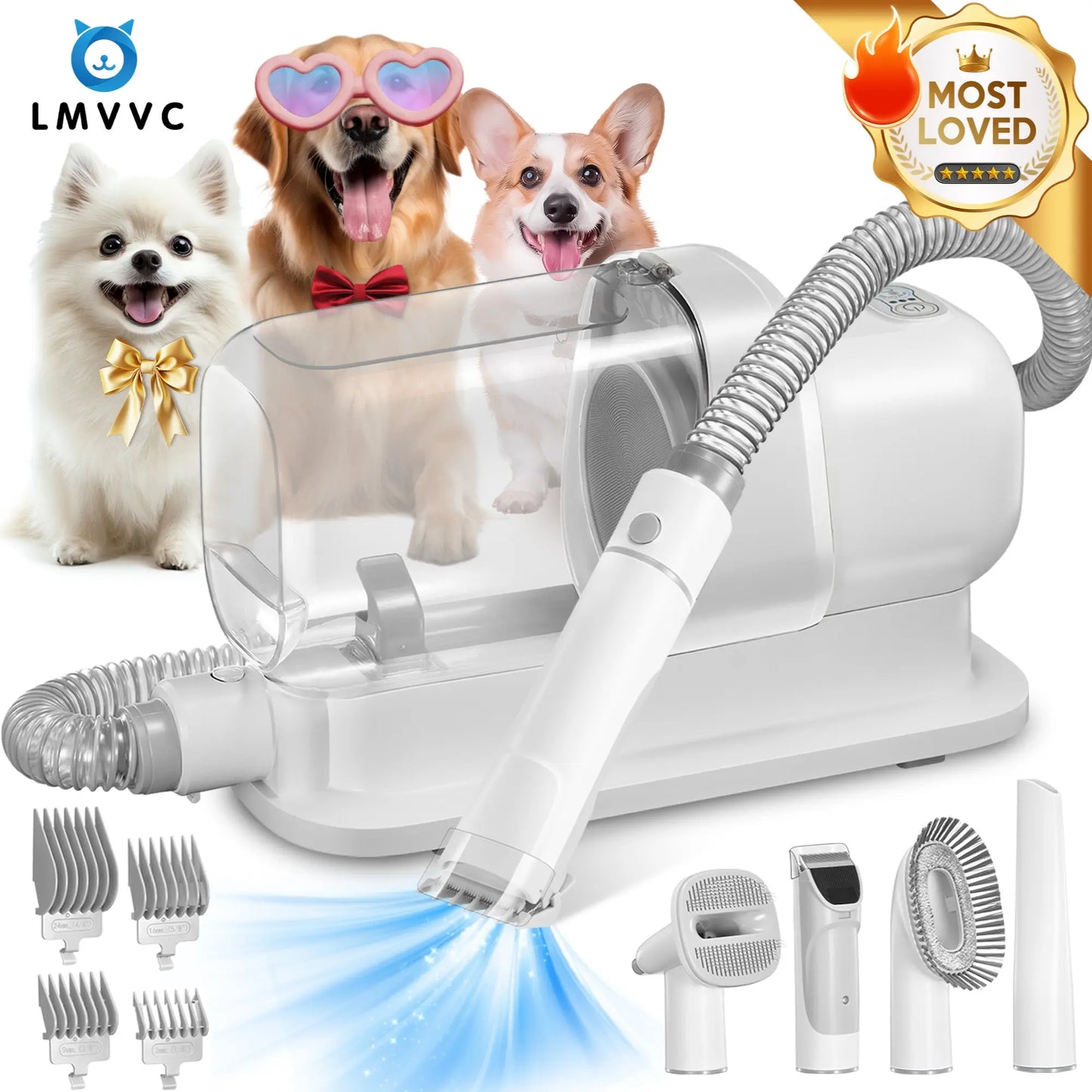 LMVVC Pet Grooming Kit with Vacuum for Dogs and Cats - Professional Grooming Tools for Poodles and Puppies