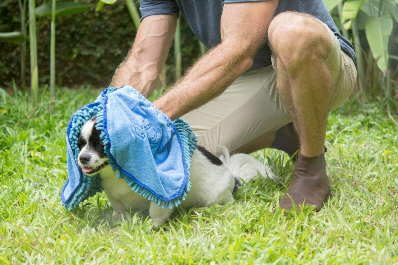 Ultra Absorbent Microfiber Dog Towel - Extra Large 35x15 Size with Comfortable Hand Pockets for All Breeds - Durable, Machine Washable, Ideal for Indoor and Outdoor Use