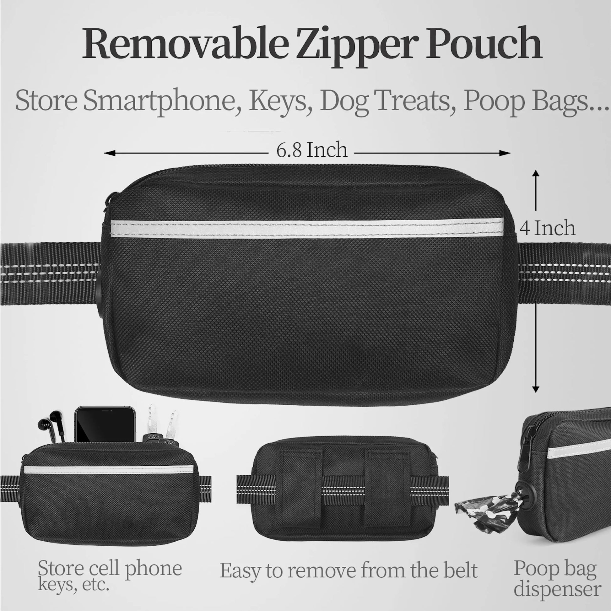 Iyoshop Hands-Free Dog Leash with Zipper Pouch, Dual Padded Handles, and Durable Bungee for Walking, Jogging, and Running