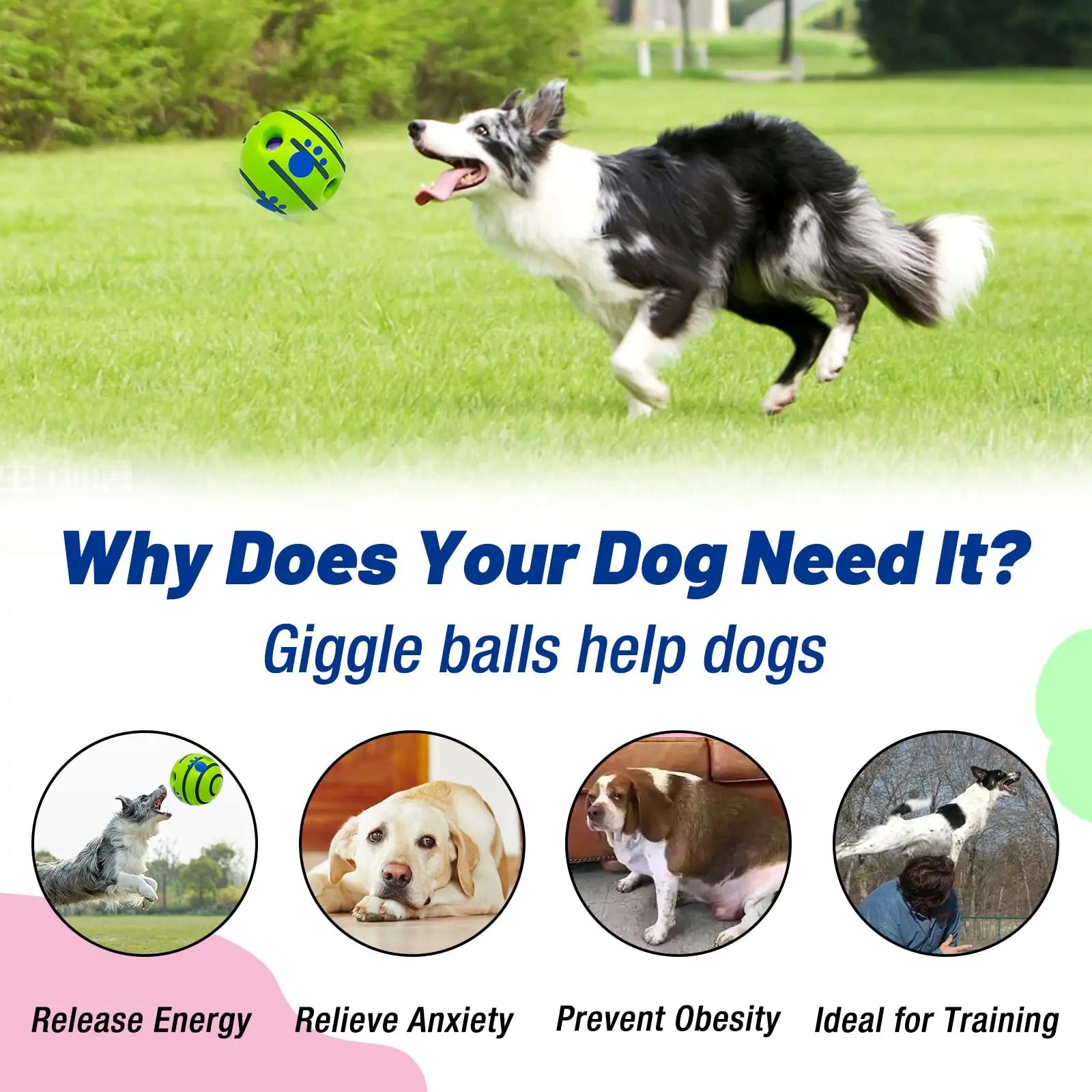 Durable Interactive Dog Toy Ball - Squeaky Wag Ball for Training and Play, Ideal Gift for Pets for Any Occasion