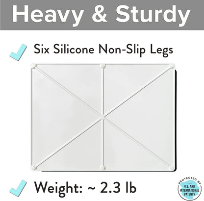 Cat Food Mat - Waterproof Silicone Feeding Tray for Small and Large Pets, Non-Slip Design, Easy to Clean (Hard Tray, Marshmallow)