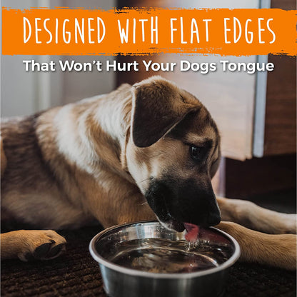 Premium Stainless Steel Dog Bowls - Set of 2 - Non-Slip Base - Spill-Resistant Design - Dishwasher Safe - Ideal for All Breeds - Safe Food and Water Bowls - Large Size - 8.5”