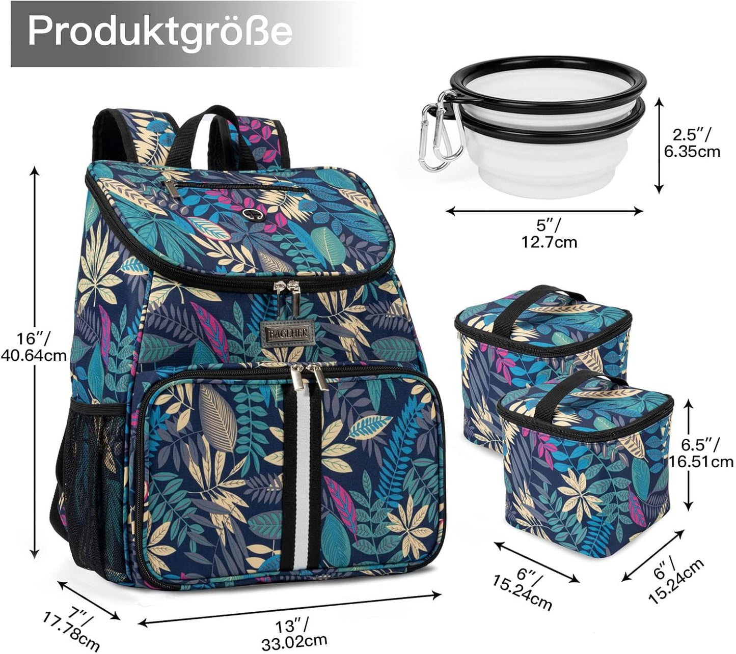Dog Travel Backpack - Airline Approved Pet Carrier with Silicone Collapsible Bowls and Food Baskets