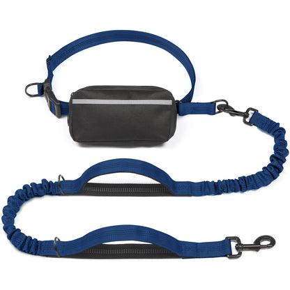 Iyoshop Hands-Free Dog Leash with Zipper Pouch, Dual Padded Handles, and Durable Bungee for Walking, Jogging, and Running