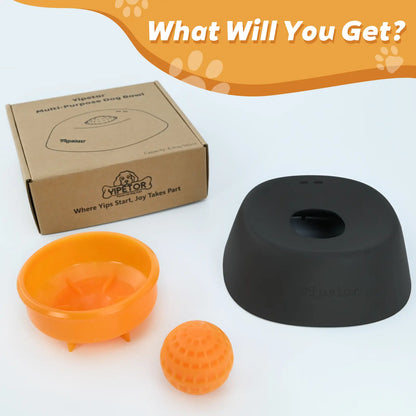 Yipetor Slow Feeder Dog Bowl with Built-In Rolling Ball for Liquid Treats - No Spill Bone Broth and Multi-Purpose Puppy Yogurt Feeder for All Breeds Dietary Supplement and Post-Op Nutrition