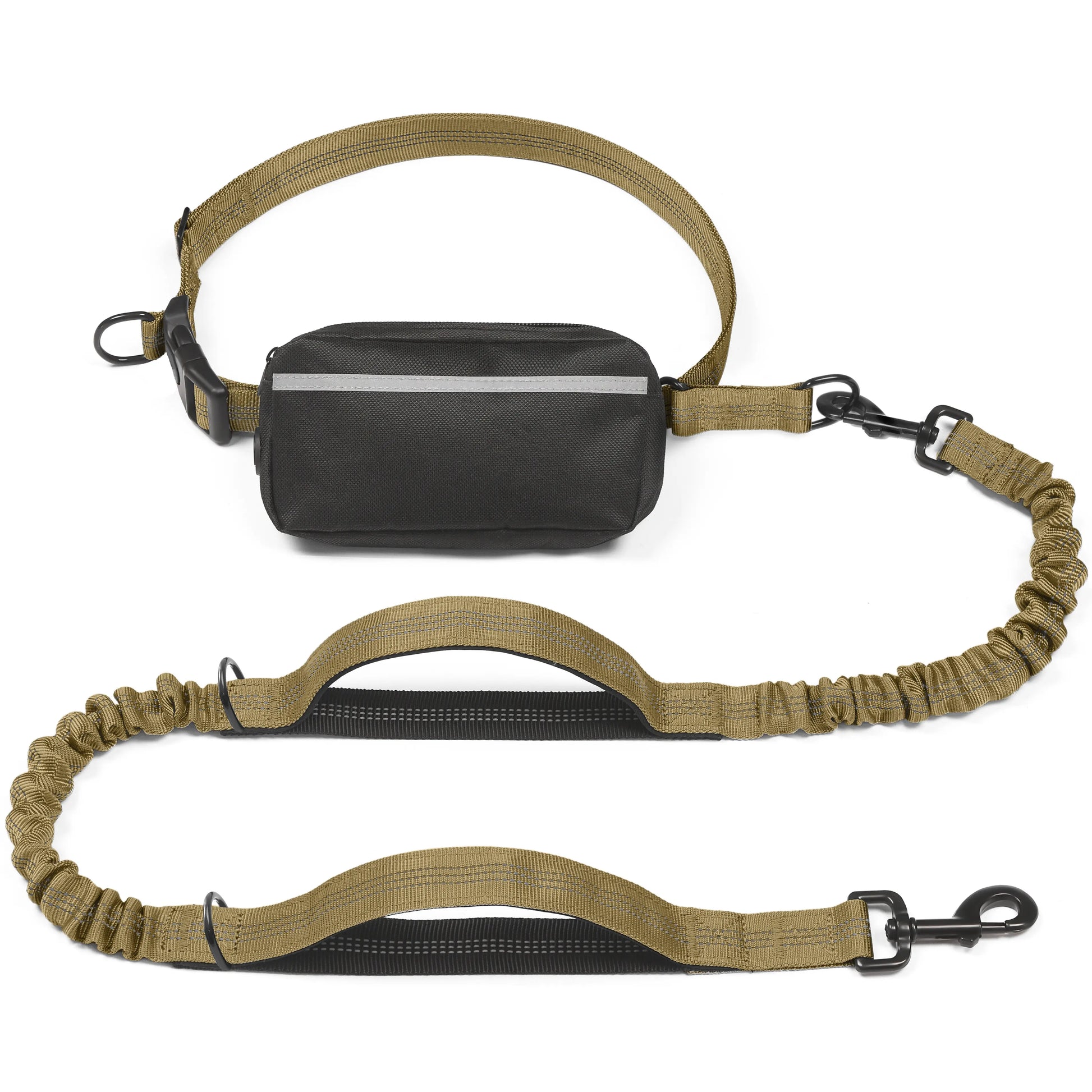 Iyoshop Hands-Free Dog Leash with Zipper Pouch, Dual Padded Handles, and Durable Bungee for Walking, Jogging, and Running