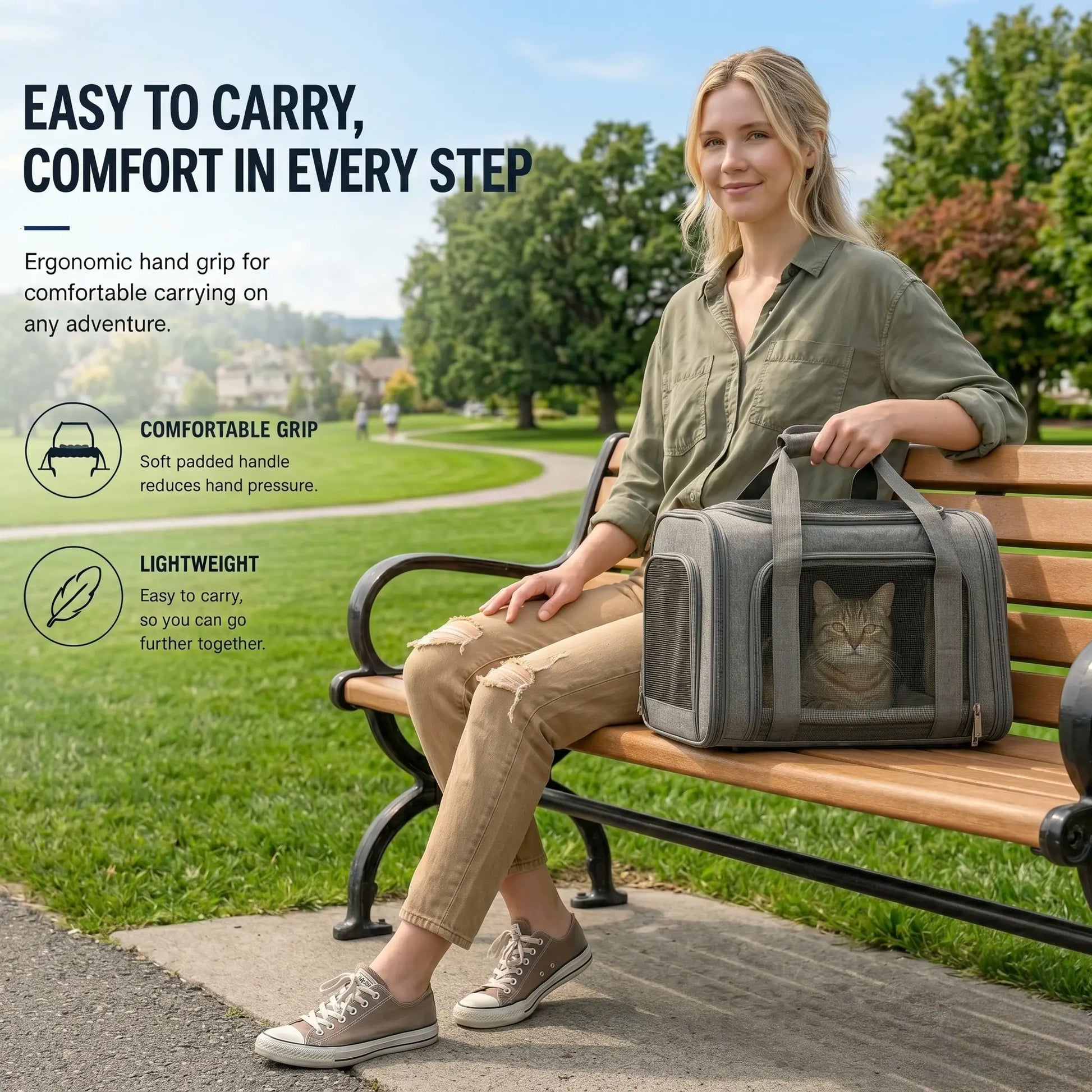 Premium Portable Pet Carrier for Large Cats and Small Dogs, Airline-Approved Soft Travel Case with Breathable Mesh, Foldable Design for Outdoor, Car, and Airplane Use