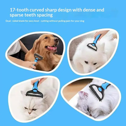 Pain-Free Dematting Undercoat Rake for Pets - Double-Sided Shedding Brush and Tangle Remover Tool for Dogs and Cats, Reduces Loose Hair and Mats Effortlessly