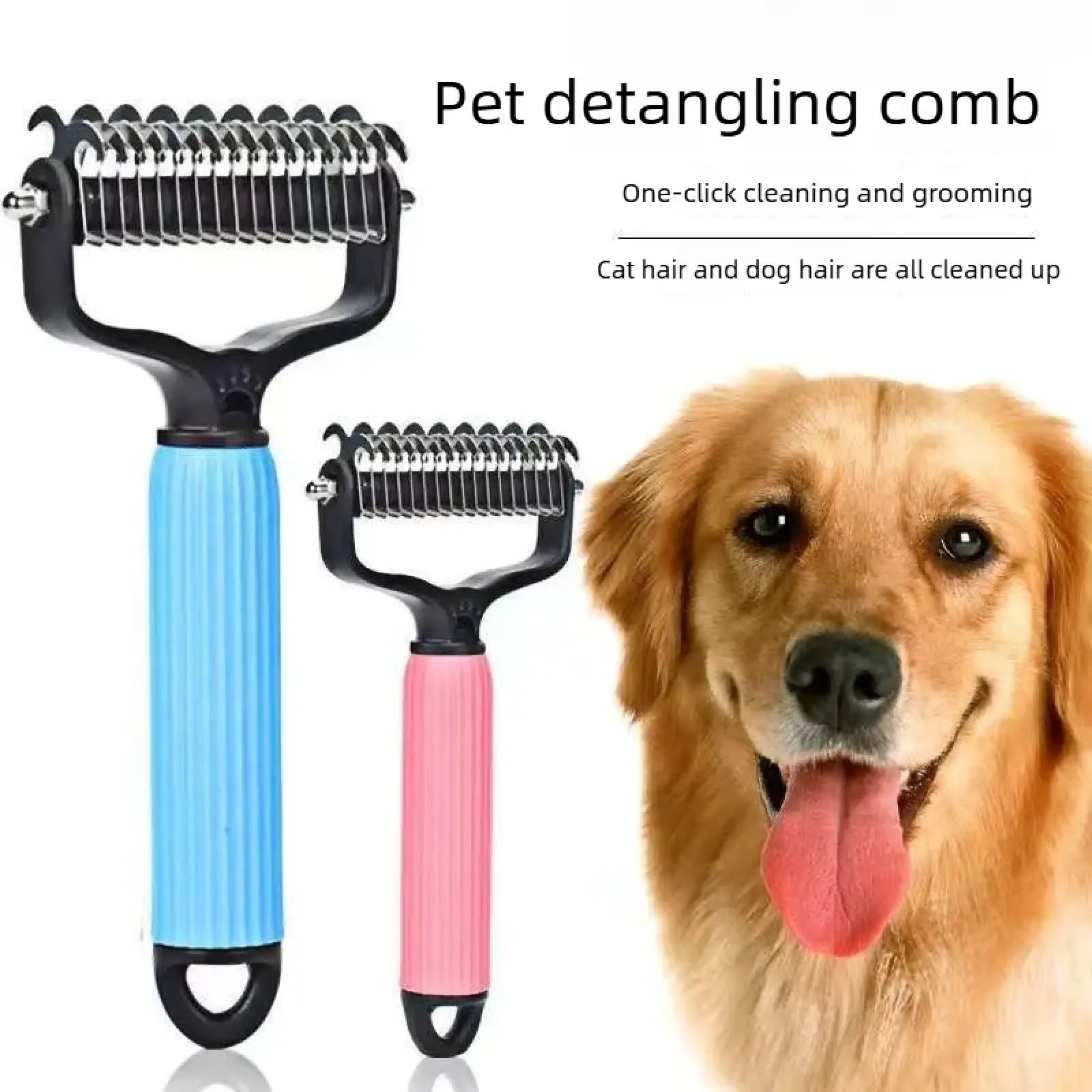 Professional Pet Grooming Tool: Universal Detangling Comb for Dogs with Stainless Steel Double-Sided Design for Effective Shedding Removal and Matted Hair Management.