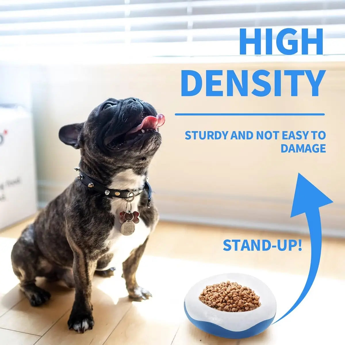 All for Paws Chill Out Large 500ml Cooler Food Bowl - Blue and White Pet Dish for Food Cooling