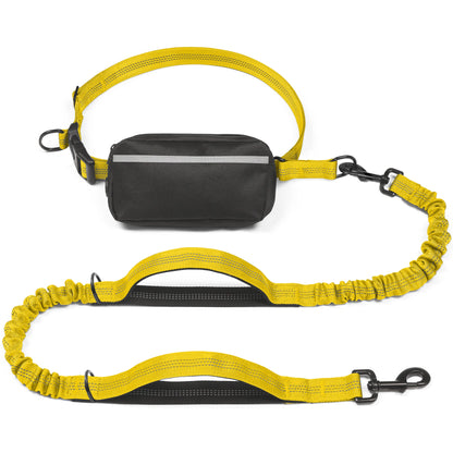 Iyoshop Hands-Free Dog Leash with Zipper Pouch, Dual Padded Handles, and Durable Bungee for Walking, Jogging, and Running