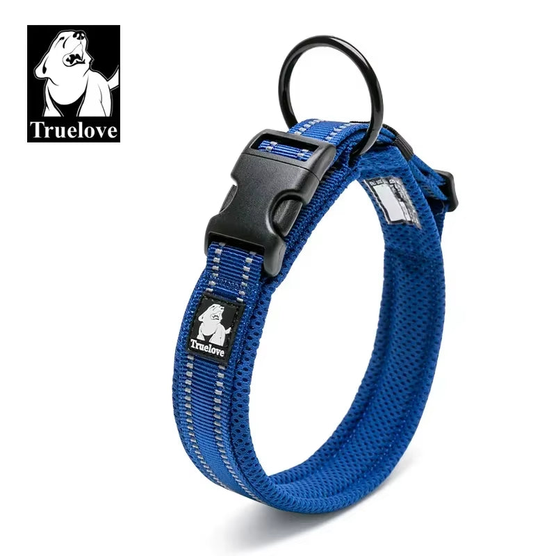 Adjustable Mesh Padded Reflective Nylon Dog Collar - Durable Heavy Duty Design for All Breeds and Weather Conditions, Available in 8 Sizes