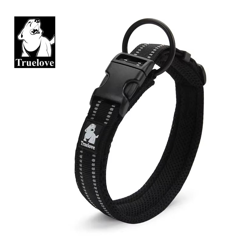 Adjustable Mesh Padded Reflective Nylon Dog Collar - Durable Heavy Duty Design for All Breeds and Weather Conditions, Available in 8 Sizes