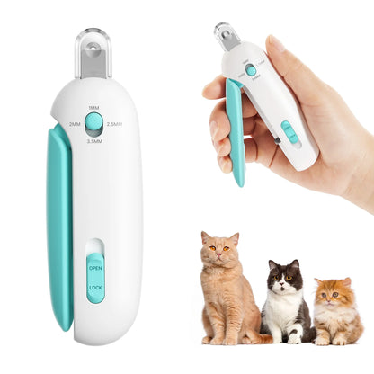 Potaroma Adjustable Cat Nail Clipper with Integrated Nail File | Safe Trimmer for Kittens and Indoor Cats | Anti-Splash Claw Cutter for Pet Grooming (Blue)