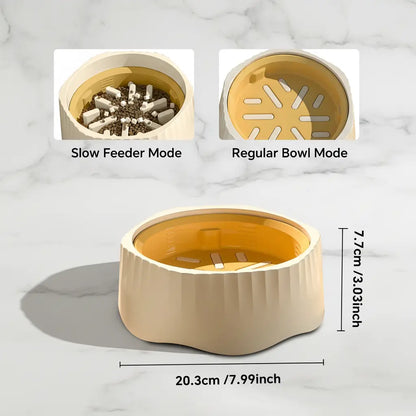 2-in-1 Slow Feeder Dog Bowl - 20.3cm Large Snowflake Maze Puzzle Bowl for Fast Eaters, Features Removable Insert, Dual Feed Modes, Durable Design, Easy to Clean, Promotes Healthy Digestion, Suitable for Cats and Dogs