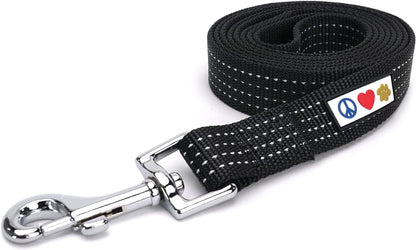 Reflective Lightweight 6 Ft Black Dog Leash for Small Dogs and Puppies - Durable Design