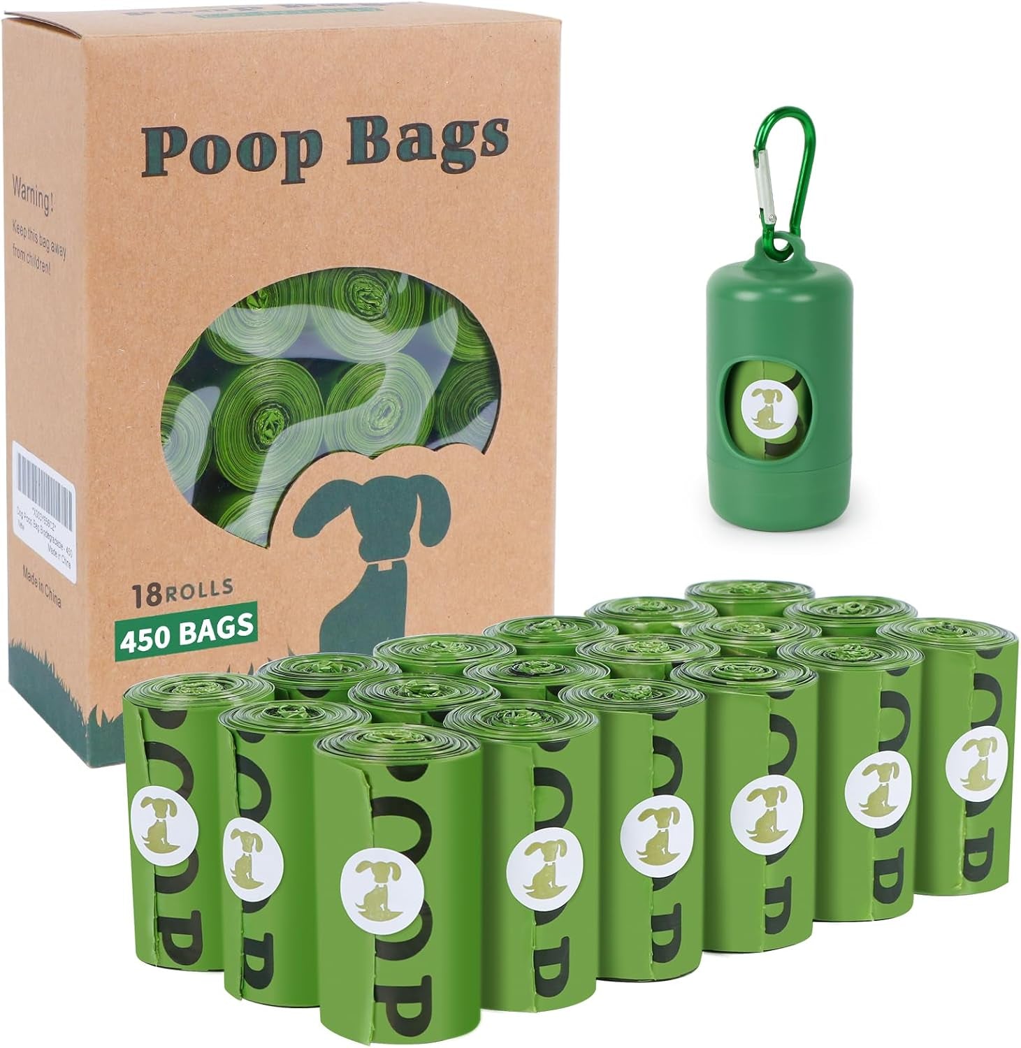 Biodegradable Scented Dog Waste Bags: Leak-Proof Dispenser with 18 Rolls (450 Count)