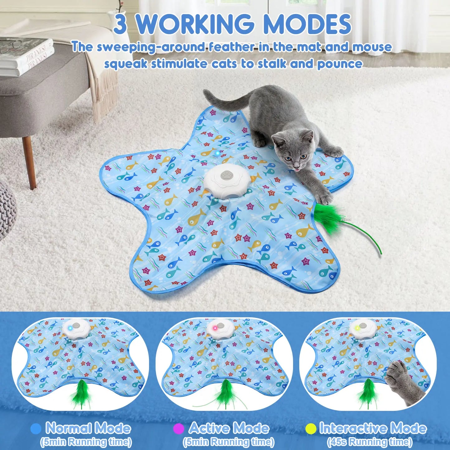 Interactive Rechargeable Feather Hunting Toy for Cats - Automatic Hide and Seek Indoor Exercise & Boredom Relief for All Breeds