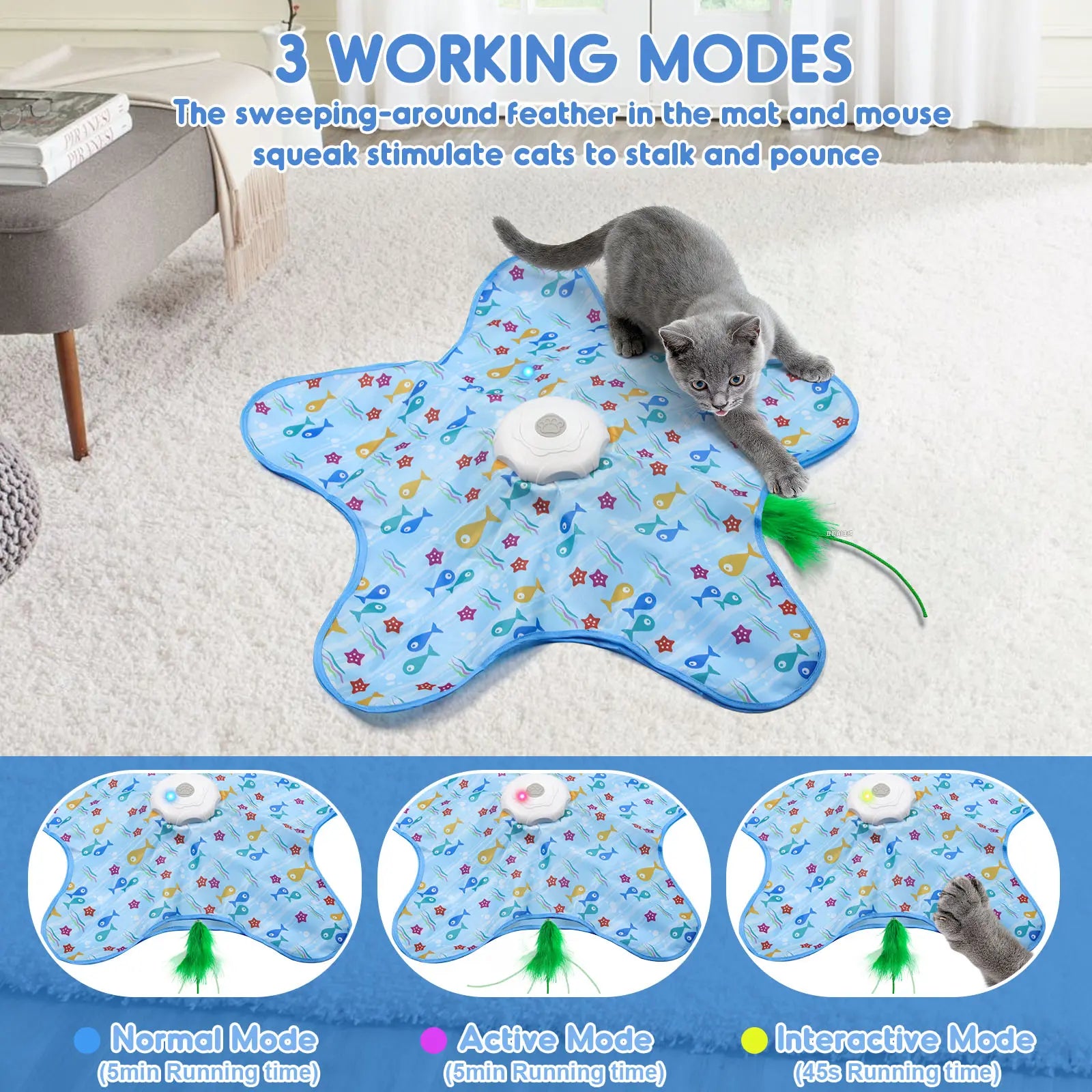 Interactive Rechargeable Feather Hunting Toy for Cats - Automatic Hide and Seek Indoor Exercise & Boredom Relief for All Breeds