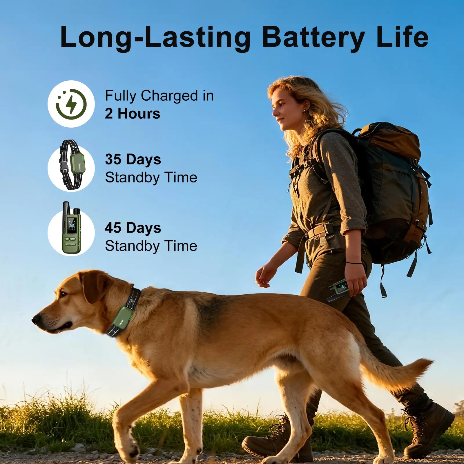 JUGBOW Remote Dog Training Collar - 4500FT Range, IPX8 Waterproof, 4 Training Modes, Rechargeable E-Collar DT61