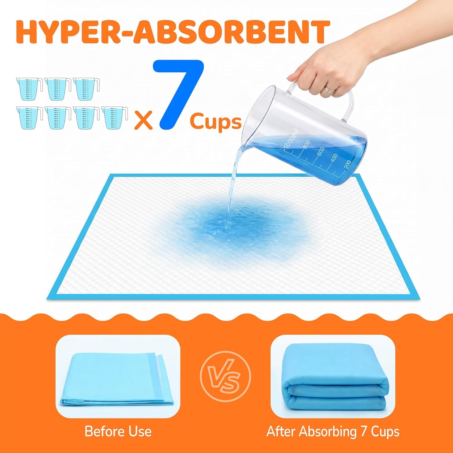 Extra Large Disposable Dog Pee Pads - Super Absorbent & Leak-Free Puppy Potty Training Pads (28" x 34")