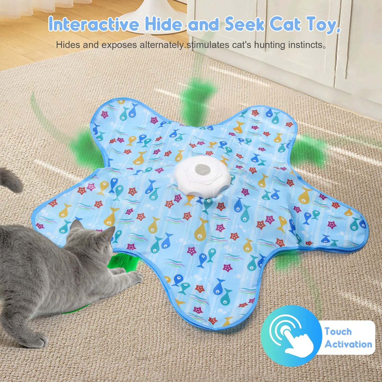 Interactive Rechargeable Feather Hunting Toy for Cats - Automatic Hide and Seek Indoor Exercise & Boredom Relief for All Breeds
