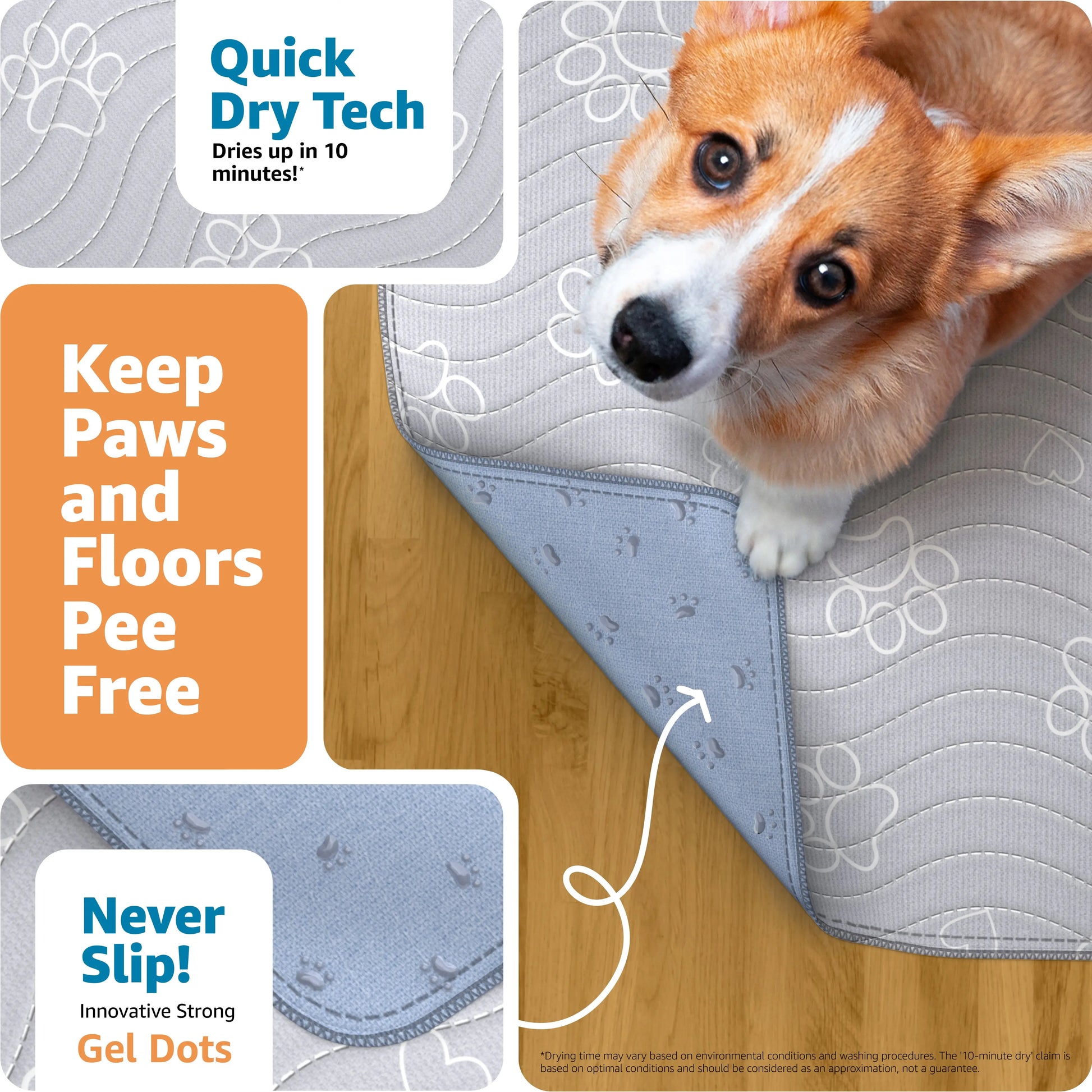 Improvia Reusable Washable Puppy Pads – Extra Absorbent Dog Training and Whelping Pads – Waterproof and Leakproof Floor Protection – Quick Drying Polyester Blend – Available in Four Sizes