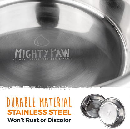 Premium Stainless Steel Dog Bowls - Set of 2 - Non-Slip Base - Spill-Resistant Design - Dishwasher Safe - Ideal for All Breeds - Safe Food and Water Bowls - Large Size - 8.5”