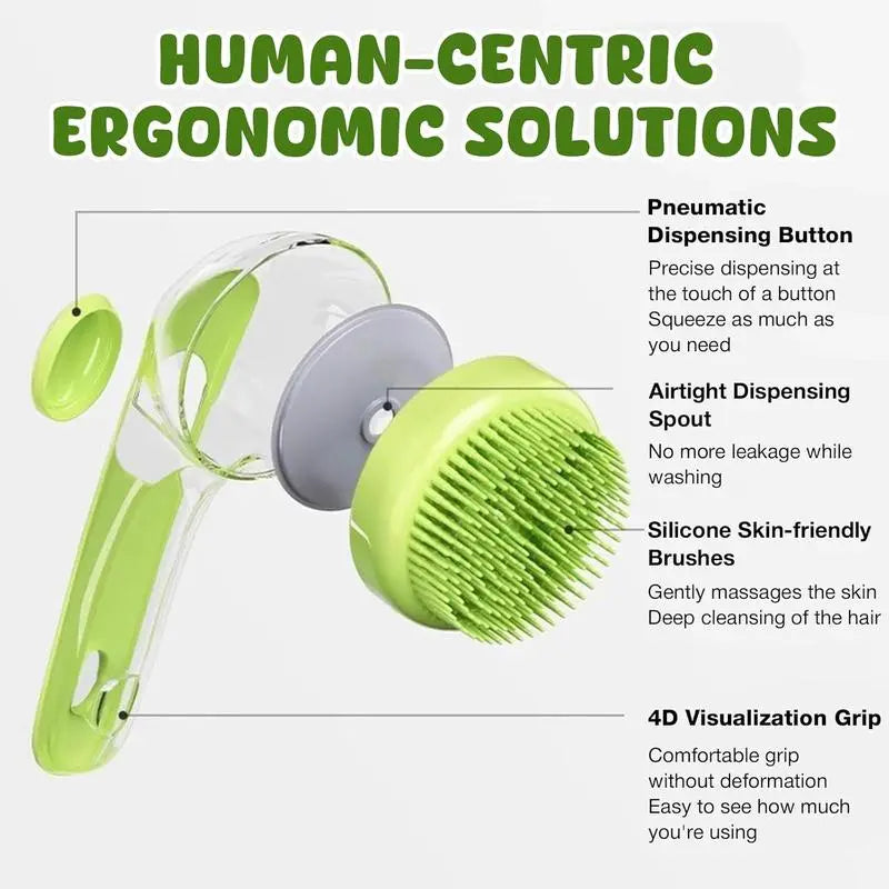 Summervibes 2-in-1 Pet Bath and Grooming Brush with Built-in Shampoo Dispenser for Effortless Bathing and Soft Massage for Dogs and Cats