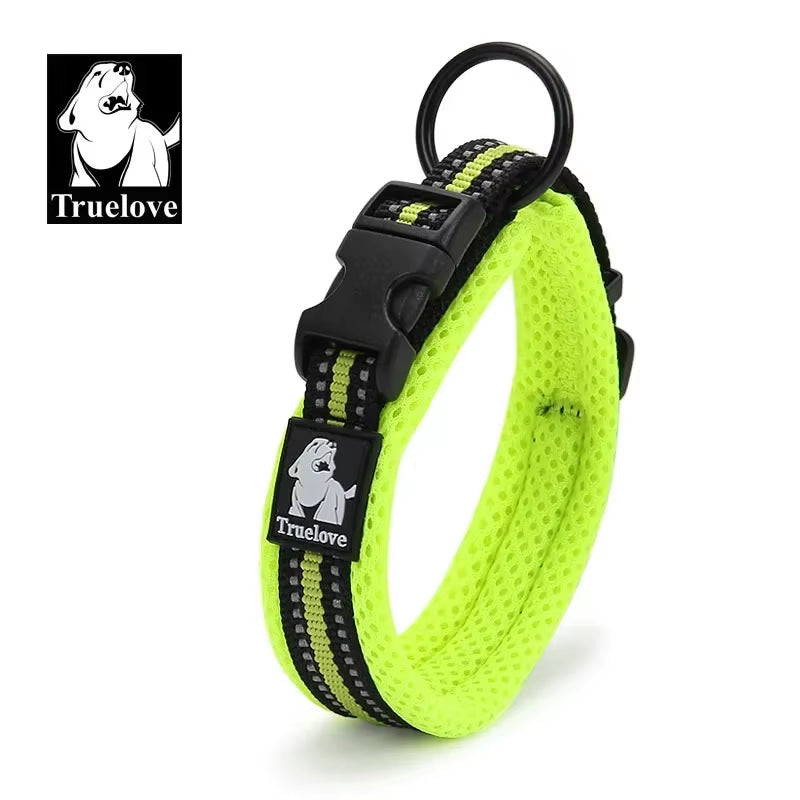 Adjustable Mesh Padded Reflective Nylon Dog Collar - Durable Heavy Duty Design for All Breeds and Weather Conditions, Available in 8 Sizes