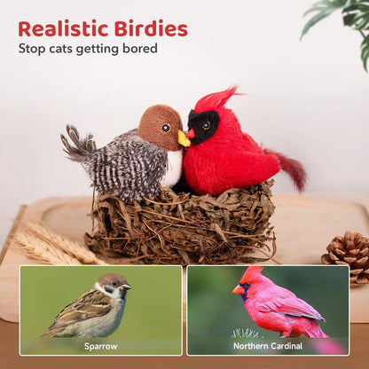 Potaroma Chirping Birds Cat Toys with Silvervine - Interactive Kicker Set for Indoor Kittens, 2 Pieces