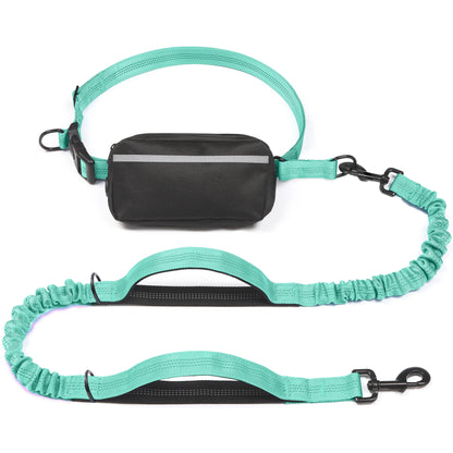 Iyoshop Hands-Free Dog Leash with Zipper Pouch, Dual Padded Handles, and Durable Bungee for Walking, Jogging, and Running