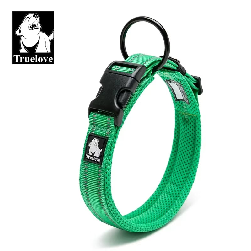 Adjustable Mesh Padded Reflective Nylon Dog Collar - Durable Heavy Duty Design for All Breeds and Weather Conditions, Available in 8 Sizes