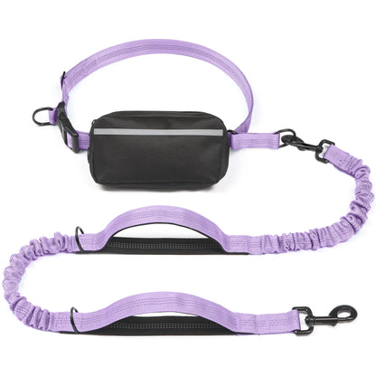 Iyoshop Hands-Free Dog Leash with Zipper Pouch, Dual Padded Handles, and Durable Bungee for Walking, Jogging, and Running
