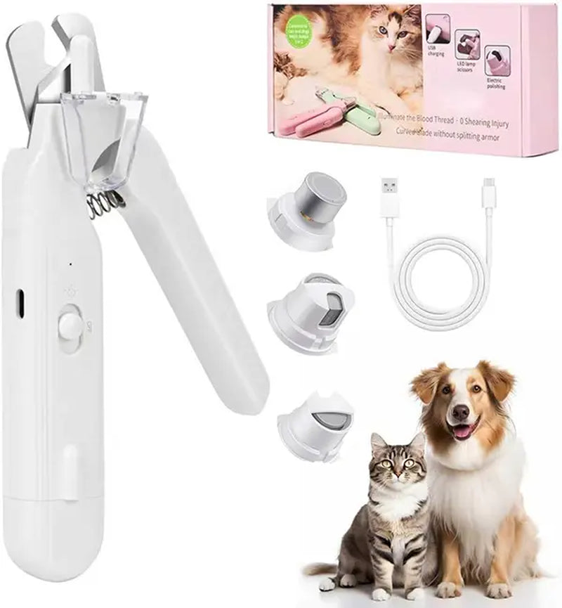 Summervibes Professional 2-in-1 Pet Nail Clipper and Grinder - Ultra Quiet Rechargeable Electric Nail Trimmer for Dogs and Cats of All Sizes