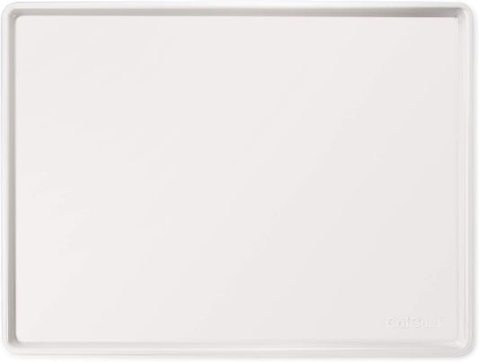 Cat Food Mat - Waterproof Silicone Feeding Tray for Small and Large Pets, Non-Slip Design, Easy to Clean (Hard Tray, Marshmallow)