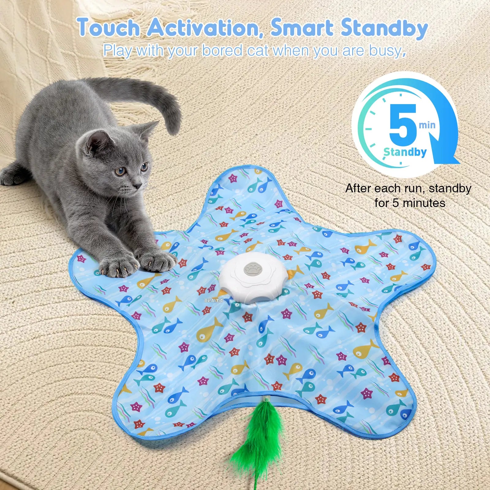 Interactive Rechargeable Feather Hunting Toy for Cats - Automatic Hide and Seek Indoor Exercise & Boredom Relief for All Breeds