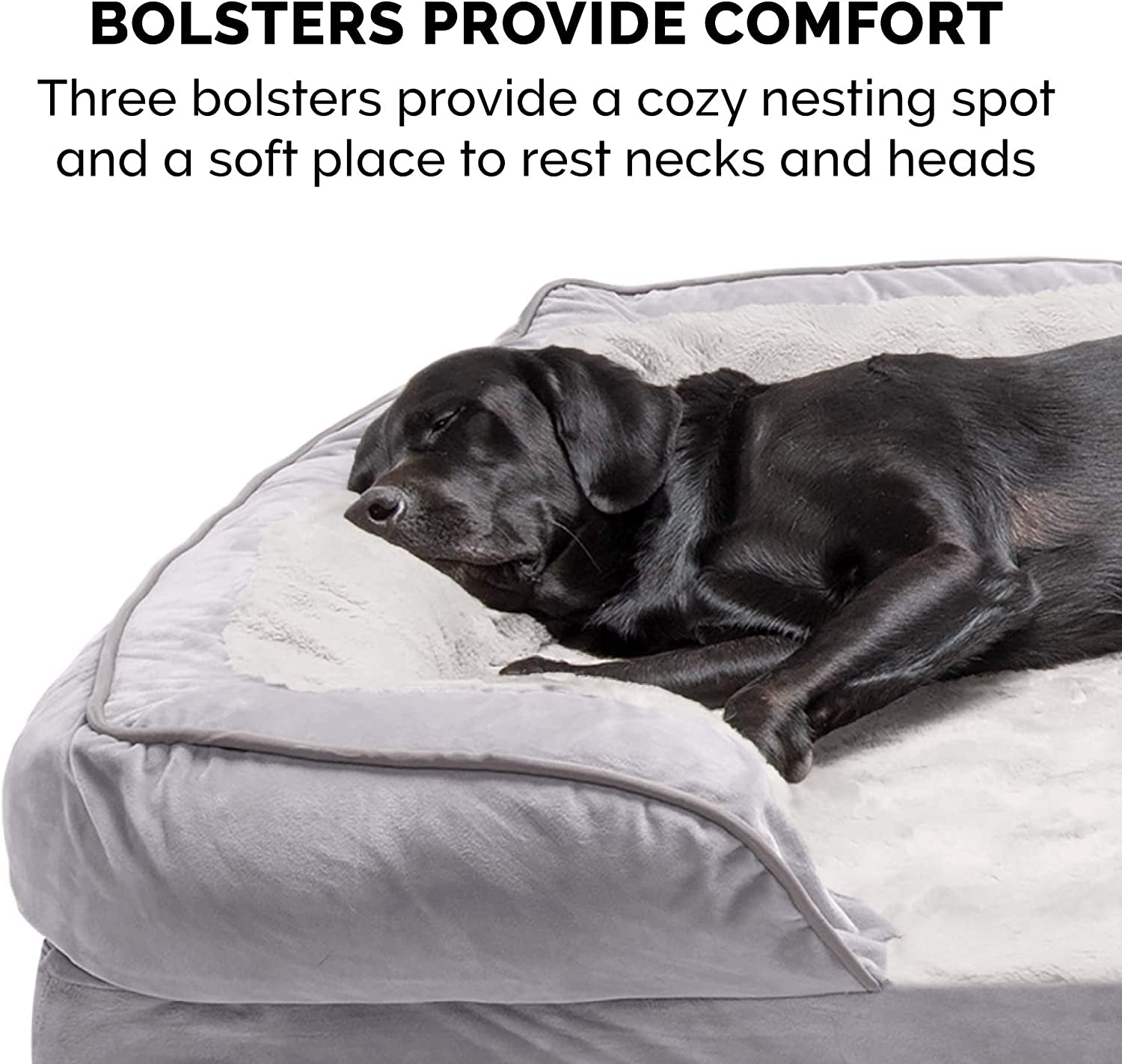 Orthopedic Dog Bed for Small to Medium Breeds with Removable Bolsters and Washable Cover, Ideal for Dogs up to 35 lbs - Plush Velvet Comfort Sofa in Granite Gray, Medium Size