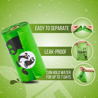 Eco-Friendly Dog Waste Bags, 41% Plant-Based, USDA Certified, Leak-Proof Refill Rolls for Dogs and Cats (1080 Count, Unscented, Green)