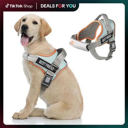 Auroth No-Pull Dog Harness with Soft Padded Vest, Adjustable Reflective Safety Harness for Walking and Training, Suitable for Small, Medium, and Large Dogs