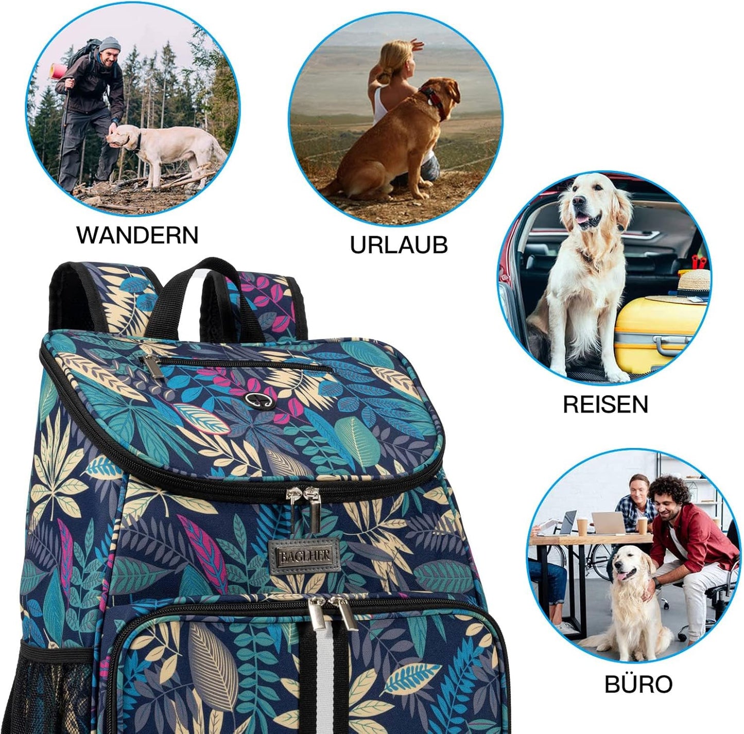 Dog Travel Backpack - Airline Approved Pet Carrier with Silicone Collapsible Bowls and Food Baskets