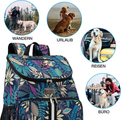 Dog Travel Backpack - Airline Approved Pet Carrier with Silicone Collapsible Bowls and Food Baskets