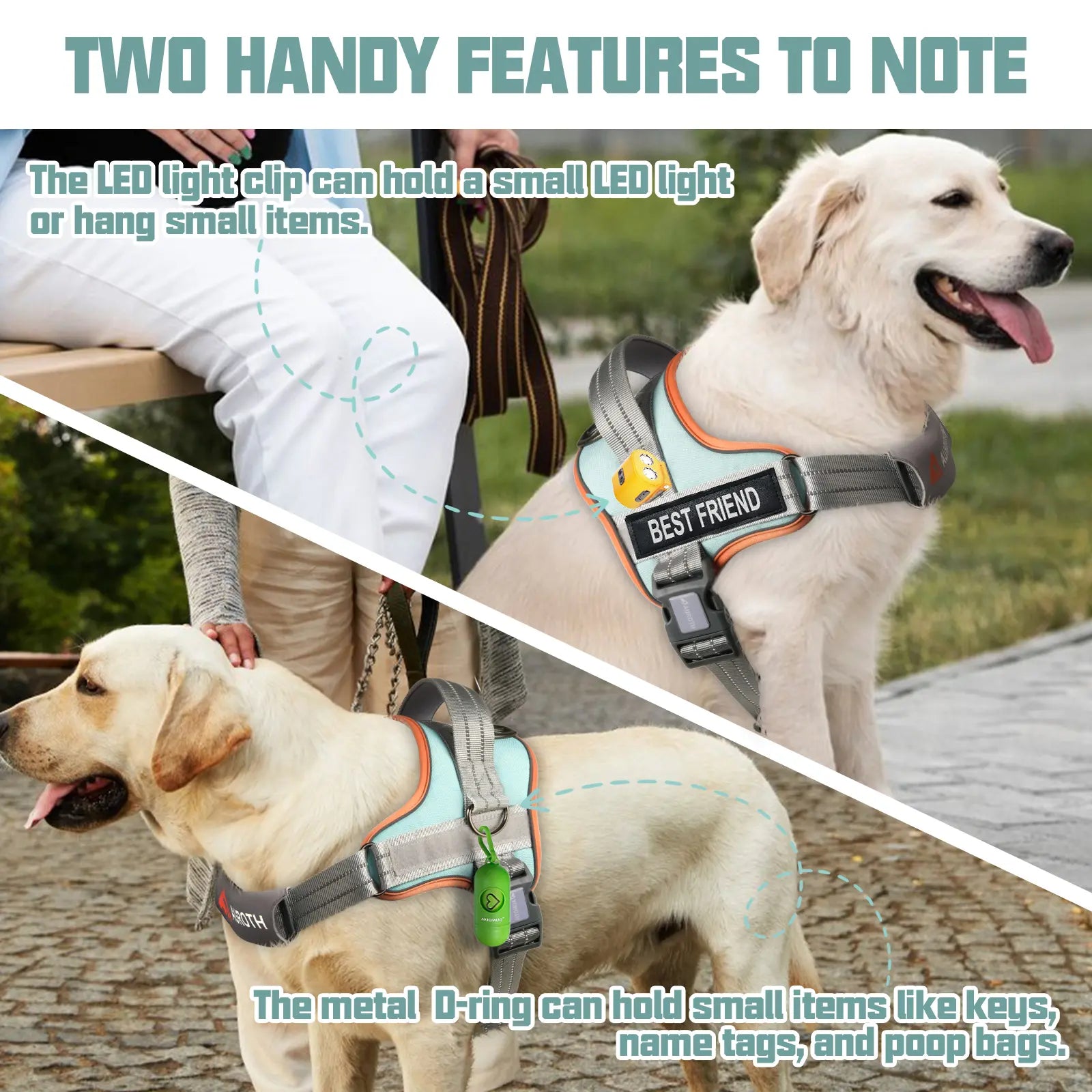 Auroth No-Pull Dog Harness with Soft Padded Vest, Adjustable Reflective Safety Harness for Walking and Training, Suitable for Small, Medium, and Large Dogs