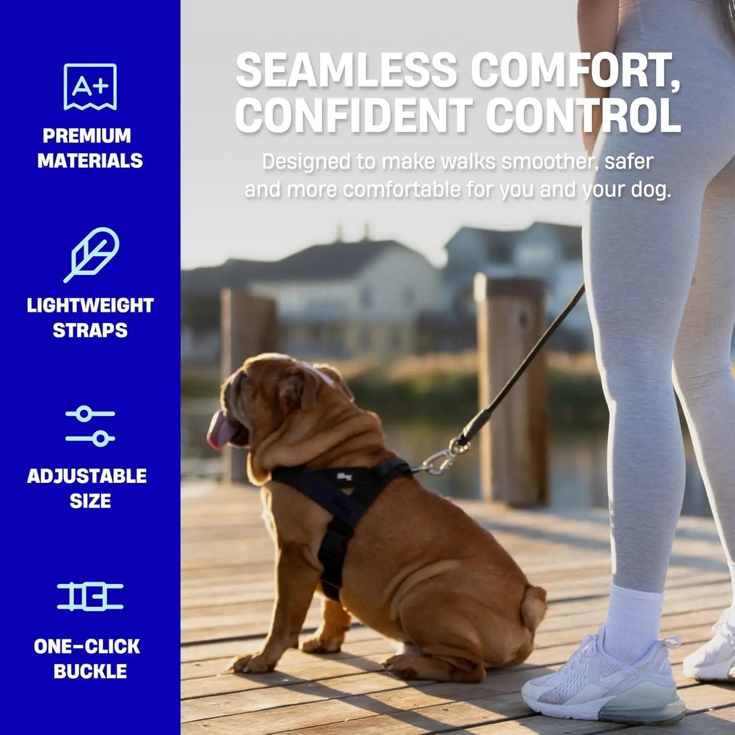Dog Friendly Co. No-Pull Harness - Adjustable, Lightweight, and Comfortable Design for All Dogs - Chafe-Resistant Straps for Enhanced Safety and Security